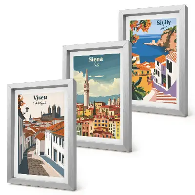 Billedvæg retro illustrationer af berømte byer i verden