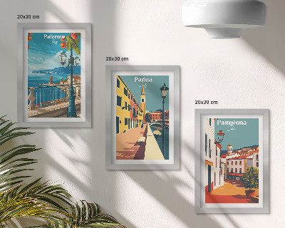 Moderne billedsæt Populære byer i en retro illustrativ stil