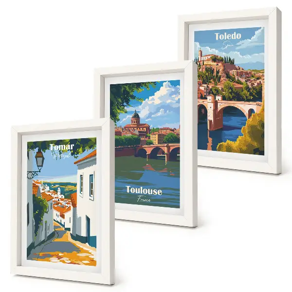 Pakke med billeder og rammer retro grafik af berømte byer