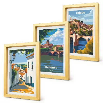 Pakke med billeder og rammer retro grafik af berømte byer