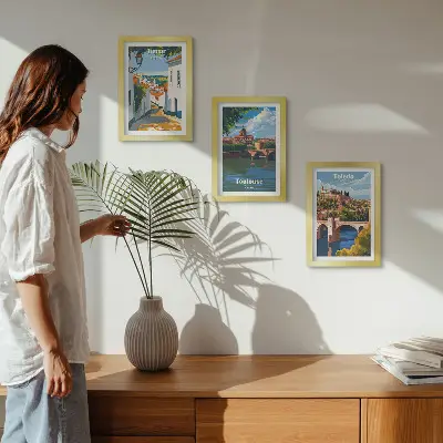 Pakke med billeder og rammer retro grafik af berømte byer
