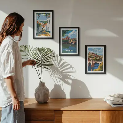 Pakke med billeder og rammer retro grafik af berømte byer