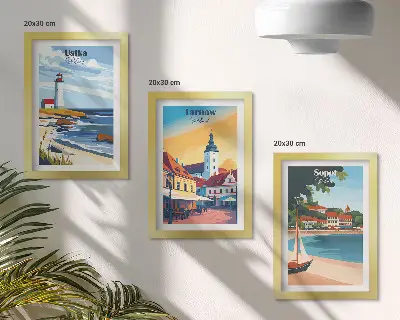 Moderne billedsæt med udsigt over polske byer som Ustka Tarnów og Sopot