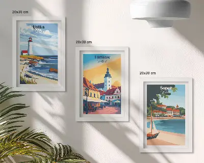 Moderne billedsæt med udsigt over polske byer som Ustka Tarnów og Sopot