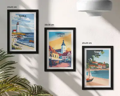 Moderne billedsæt med udsigt over polske byer som Ustka Tarnów og Sopot