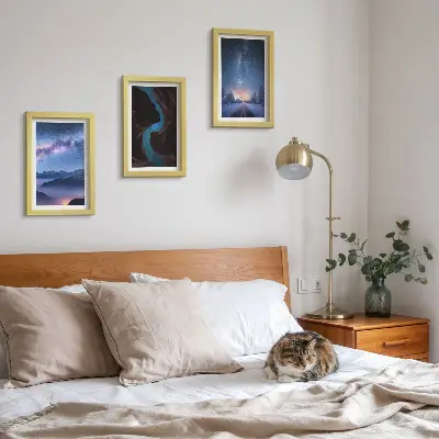 Billedvæg nattehimmel med bjergkløft og vinterlandskab