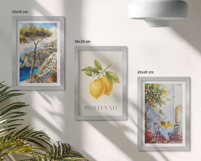 Billedvæg Udsigt over Positano med citrontræer i solen