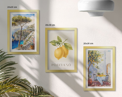 Billedvæg Udsigt over Positano med citrontræer i solen