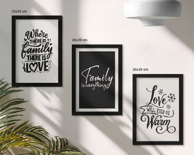 Pakke med billeder og rammer Familie, kærlighed, varme, hjem, inspirerende citater