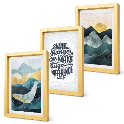 Billedvæg abstrakte bjerglandskaber med inspirerende tekst