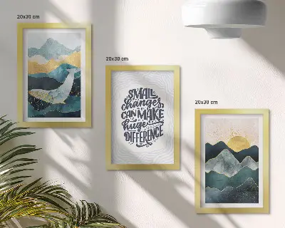 Billedvæg abstrakte bjerglandskaber med inspirerende tekst