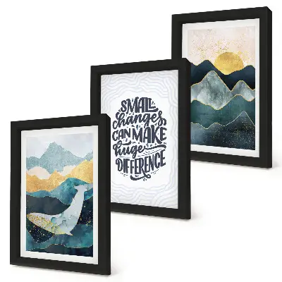 Billedvæg abstrakte bjerglandskaber med inspirerende tekst