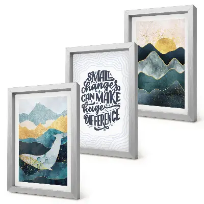 Billedvæg abstrakte bjerglandskaber med inspirerende tekst
