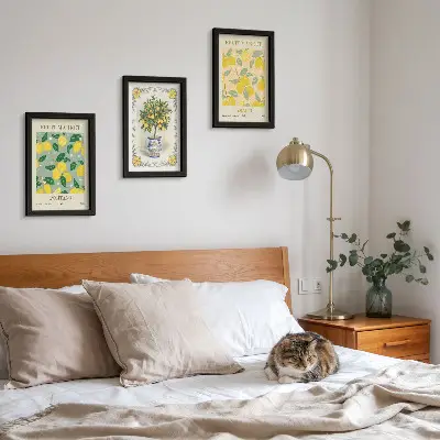 Italienske plakater med citrustræer og frugter pakke med billeder og rammer