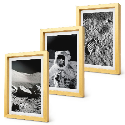 Moderne billedsæt Månebilleder med astronaut og fodspor