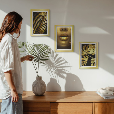 Pakke med billeder og rammer Palmeblade kvindes ansigt monstera blade