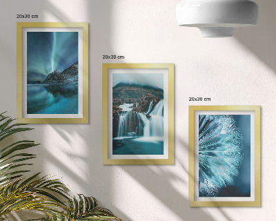 Moderne billedsæt Vinterlandskaber med vandfald og nordlys