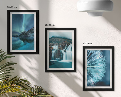 Moderne billedsæt Vinterlandskaber med vandfald og nordlys