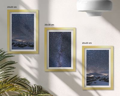 Moderne billedsæt Nattehimmel med stjerner og et bjerglandskab