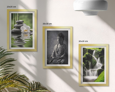 Pakke med billeder og rammer Afslappende ZEN-malerier med vand, sten og Buddha