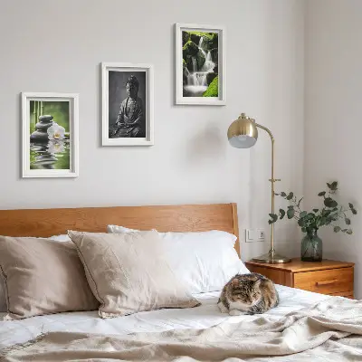 Billeder med ramme afslappende ZEN-motiver med vand, sten og Buddha