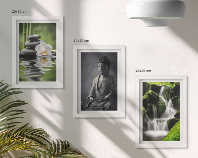 Pakke med billeder og rammer Afslappende ZEN-malerier med vand, sten og Buddha
