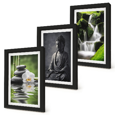 Pakke med billeder og rammer Afslappende ZEN-malerier med vand, sten og Buddha
