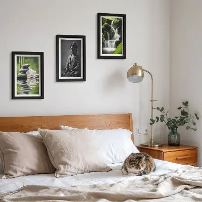 Billeder med ramme afslappende ZEN-motiver med vand, sten og Buddha