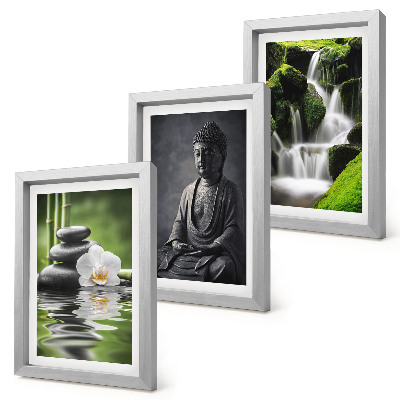 Pakke med billeder og rammer Afslappende ZEN-malerier med vand, sten og Buddha