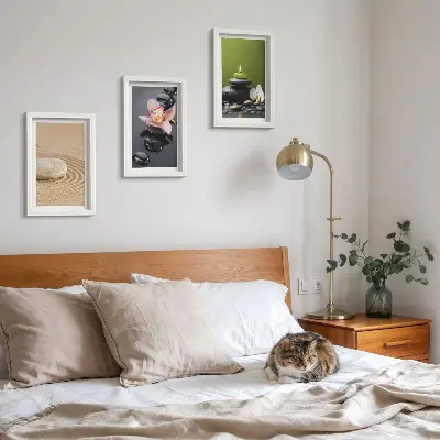Pakke med billeder og rammer med afslappende stenmotiver af fred og zen