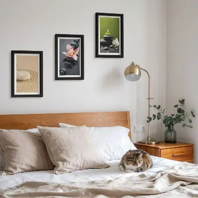 Pakke med billeder og rammer med afslappende stenmotiver af fred og zen