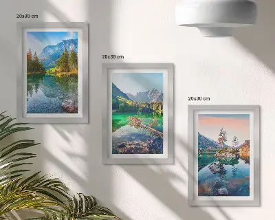 Moderne billedsæt med motiv af bjergsøer og naturlandskaber