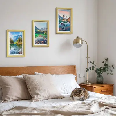 Moderne billedsæt med motiv af bjergsøer og naturlandskaber