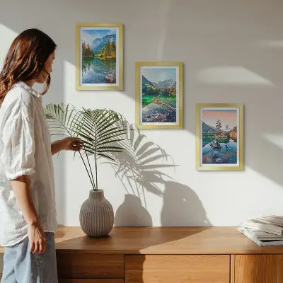 Moderne billedsæt med motiv af bjergsøer og naturlandskaber