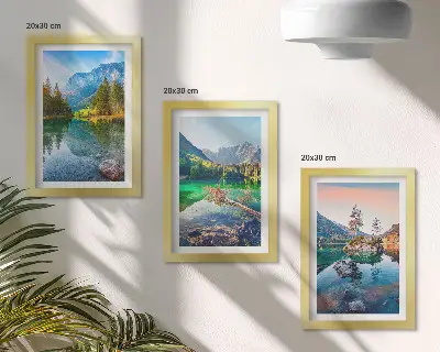 Moderne billedsæt med motiv af bjergsøer og naturlandskaber