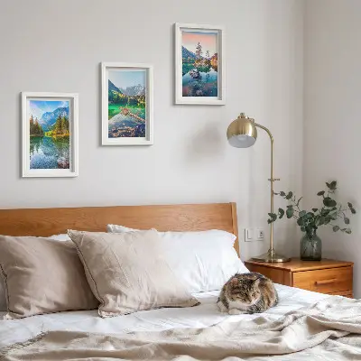 Moderne billedsæt med motiv af bjergsøer og naturlandskaber