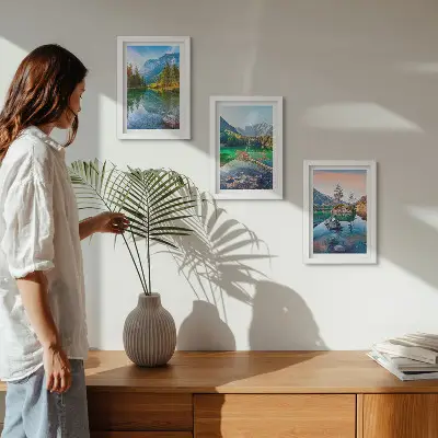 Moderne billedsæt med motiv af bjergsøer og naturlandskaber