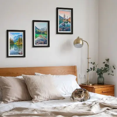 Moderne billedsæt med motiv af bjergsøer og naturlandskaber
