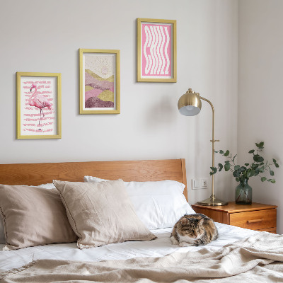Pakke med billeder og rammer Lyserøde flamingoer pastel bjerglandskab Chill bogstaver