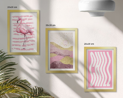 Pakke med billeder og rammer Lyserøde flamingoer pastel bjerglandskab Chill bogstaver