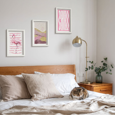Pakke med billeder og rammer Lyserøde flamingoer pastel bjerglandskab Chill bogstaver