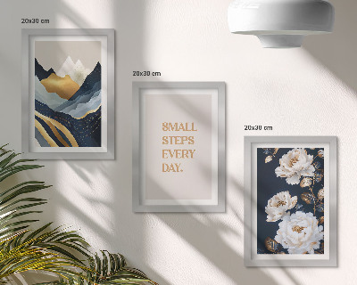 Moderne billedsæt Abstrakte bjergblomster og inspirerende bogstaver