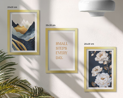 Moderne billedsæt Abstrakte bjergblomster og inspirerende bogstaver