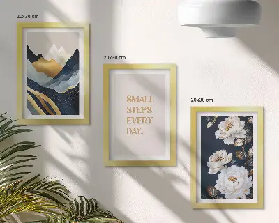 Moderne billedsæt med abstrakte bjergblomster og inspirerende bogstaver