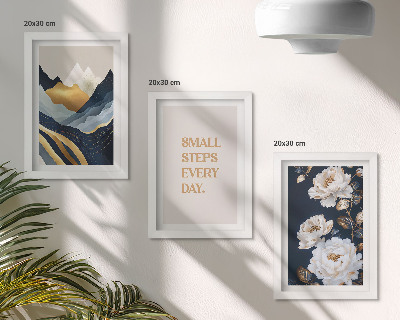 Moderne billedsæt Abstrakte bjergblomster og inspirerende bogstaver