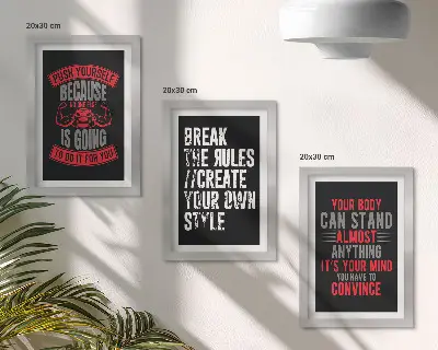 Billedvæg med motiverende træningsCITATER og slogans til selvudvikling