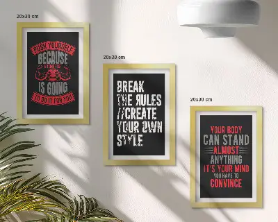 Billedvæg med motiverende træningsCITATER og slogans til selvudvikling