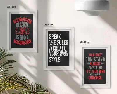 Billedvæg med motiverende træningsCITATER og slogans til selvudvikling