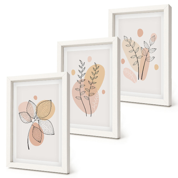 Billedvæg Minimalistiske plantetegninger i pastelfarver