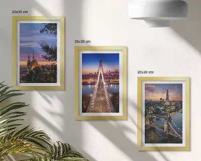 Moderne billedsæt udsigt over byen med broer og solnedgang